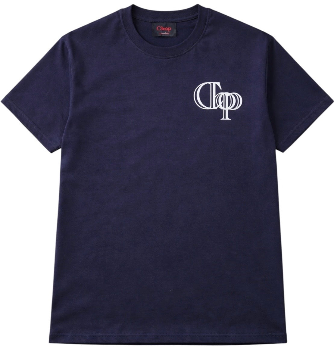 Navy Tee with White Rubber Print (Oversized)